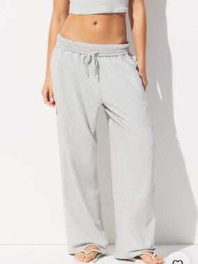 🌸🩶🌸SKIMS Light Heather Grey Cotton Jersey Wide Leg Pant🌸🩶🌸